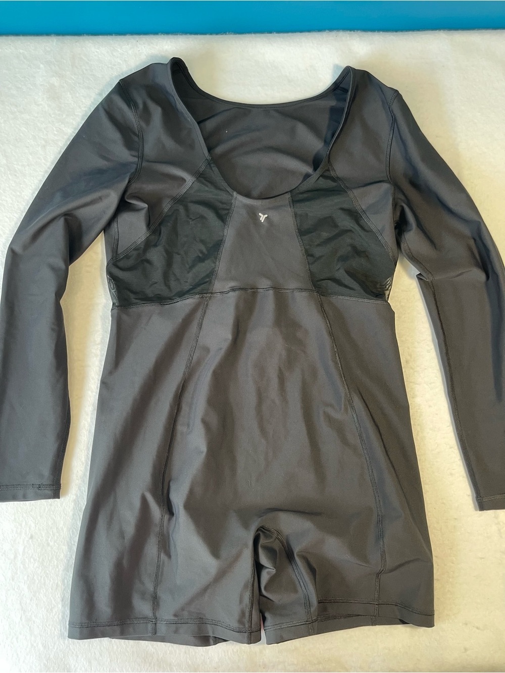 Old Navy Active Black Long Sleeve Athletic Unitard Romper Biker Short One Piece - Picture 6 of 7